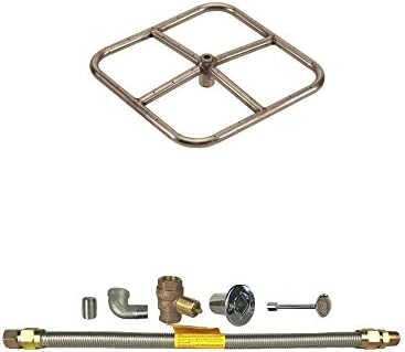 Spotix HPC Square Fire Pit Burner Kit (FPSSQ18KIT-NG-MSCB), 18x18-Inch Burner, Match Light, Natural Gas