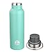 KINGSO Flask Double Wall Vacuum Insulated Stainless Steel Sports Water Bottle 20 oz Leak & Sweat Proof Standard Mouth with BPA Free Screw Cap for Hot or Cold Beverages,Mint,600ML