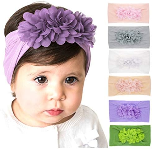 CaJaCa Baby Girl Nylon Elastic Knotted Headbands Newborn Infant Turban Soft Hairbands and Bows Hair Accessories