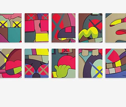 Lovely Gift KAWS Gallery Art Canvas: Ups & Downs Pop Art10 pcs Set w/Dried Wooden Frame
