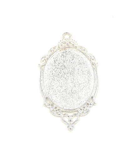20 Oval Fancy Pendant Trays - Silver Color - 30X40mm - Pendant Blanks Cameo Bezel Settings Photo Jewelry - Custom Jewelry Making - 30X40mm-Deannassupplyshop