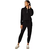 Softies Quarter Zip Jogger Lounge Set for Women Ultra Soft 2 Piece Loungewear with Zip Pullover Top and Jogger Pants