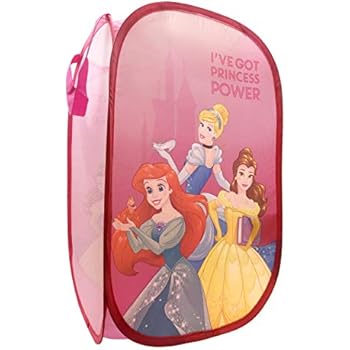 Jay Franco Disney Princess Power Pop Up Hamper - Features Ariel, Belle, Cinderella - Mesh Laundry Basket/Bag with Durable Handles, 22