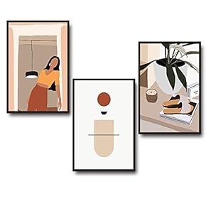 3 Piece Framed Canvas Wall Art for Living Room, Bedroom Mattis and Brutalist Canvas Prints for Modern Home Decoration Ready to Hang - 16"x24"x3 Panels