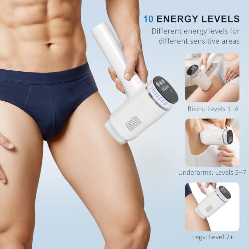 NALONE 22J Pulsed Light Epilator Touch Screen, 4-IN-1 Definitive Laser Hair Removal -HR/SC/RA/BT, 10 Levels Home Women & Men, Face, Body, Armpits