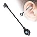 Greendou Fashion Jewelry 316L Stainless Steel Victorian Heart Key Industrial WildKlass Barbell with Synthetic Opal (Black)