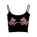 Women Chinese Dragon Snake Printed Cropped Sexy Black Backless Strap Crop Tops (as1, Alpha, l, Regular, Regular, Red, Large)