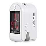 Accumed CMS-50DL Fingertip Pulse Oximeter Finger Pulse Blood Oxygen SpO2 Monitor w/Carrying case, Landyard Silicon Case & Battery (White)
