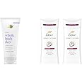 Dove Whole Body Deo Aluminum Free Invisible Cream Deodorant Coconut & Vanilla 72h Odor Control 2.5oz + Dove Advanced Care Antiperspirant Deodorant Stick Caring Coconut Twin Pack 2.6oz
