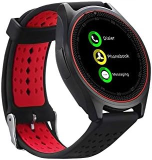 Jstbuy V9 Bluetooth Sweatproof Smartwatch with Camera TF 3G & 4G SIM Card Slot and Replaceable Band for Android and iPhone Smartphones (Red)