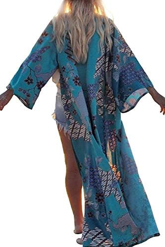 Chunoy Women Cotton Casual Loose Kimono Cover Up Summer Beach Dress