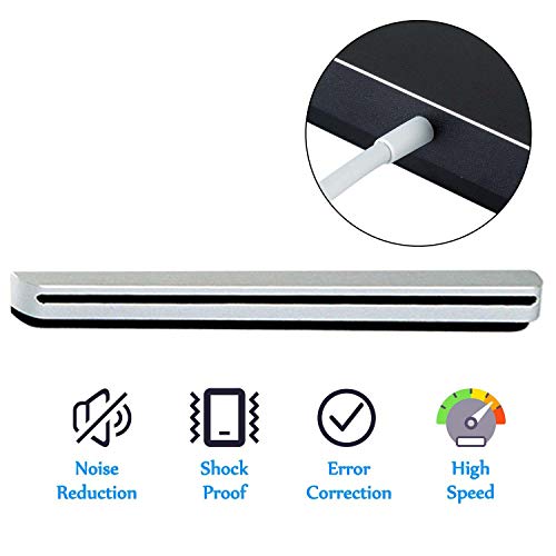 External DVD CD Drive USB3.0 VikTck USB C Super Drive External DVD CD+/-RW Burner Writer Optical Drive Compatible for with Mac/MacBook Pro/Air/iMac/Laptop/Desktop PC/Windows 7/8.1/10 (Silver)