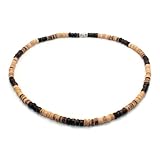 Surfer Necklace Made from Dark Brown, Light Brown and Tiger Brown Coco Beads, Barrel Lock