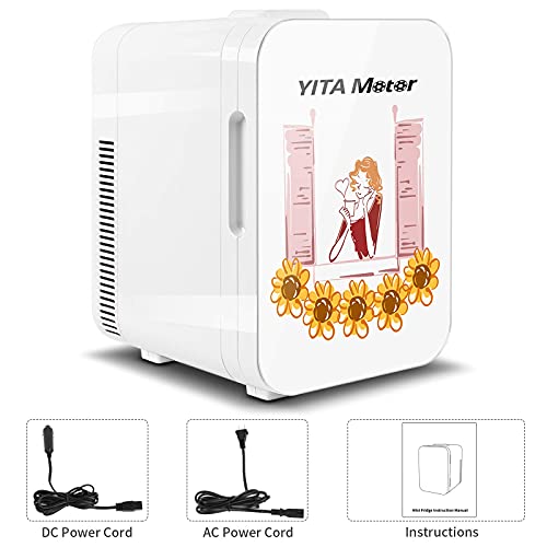 YITAMOTOR White Mini Fridge for Bedroom 10 Liter Desktop Fridge for