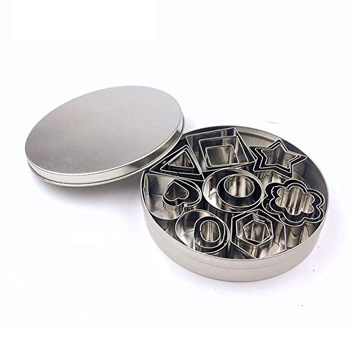 Seacity Stainless Steel Cookie Biscuit Cutter Set with 24 PCS，Mini Geometric Shaped Fondant Molds Include Star Shape, Heart Shape, Flowers Shape and Geometric Shape Pastry Cutter Mousse Cake Molds - Thumbnail 5
