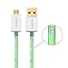 ECEEN Hi-Speed 6-ft Nylon Braided Durable Universal USB 2.0 Micro USB Charging / Sync Data Cable with Gold-Plated Connectors - Green