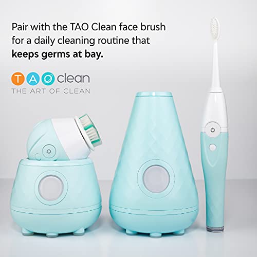 TAO Clean Umma Diamond Sonic Toothbrush and Cleaning Station, Electric Toothbrush with Patented Docking Technology, Ergonomic Handle, Dual Speed Settings, Light Blue
