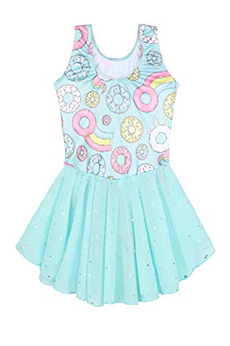 girls wrap skirted leotards for girls kids 2t 3t toddlers dance dress donuts aqua green chiffon colorful