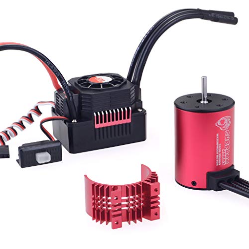 DDLmax RC Car Accessories, Waterproof 3650 3900KV Brushless Motor + 60A ESC 2-3S Set for 1/10 RC Car Truck