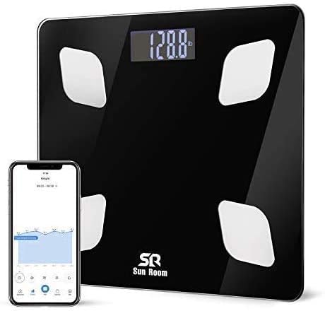 Bluetooth Body Fat Scale- Wireless Digital Bathroom Weight Scale- SR SunRoom Smart BMI Scale with 12 Essential Measurements Smartphone App