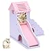 kathson Hamster House Hideout Hideaway Exercise Toys for Rat，Dwarf Hamster Mouse Small Animal Kingdom,Durable Odorless Non-Toxic Wooden Deluxe 2-Story Hut (Pink)