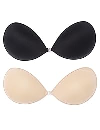 K-cheony 2 Pack Strapless Bra,Self Adhesive Backless Bras Reusable Invisible Push up Bra