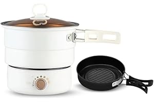 /220V Electric Split Cooking Pot Foldable Multifunctional Pot Frying Pan Hot Pot Steamer Rice Cooker Soup Water Boiler Travel
