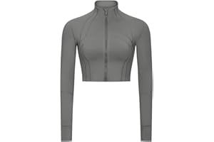 KTILG Women Workout Lightweight Jackets Zip Up Sports Running With Thumb Holes For Athletic Workout Yoga Gym