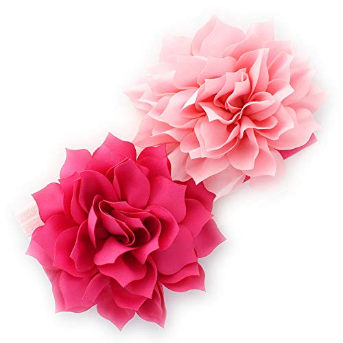 My Lello Baby Petal Flower Headbands Mixed Colors 2-Pack (Shocking Hot Pink/Light Pink)