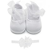 Delebao Baby Girl Infant Christening Baptism Toddler Crib Shoes Satin Dance Ballerina Slippers