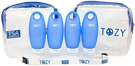 Travel Bottles Toiletry Set | TSA Approved Leak Proof Bottles for Shampoo, Lotions, Powders &amp; More | For Women, Men &amp; Kids | Surgical Silicone BPA Free | With Labels, Case &amp; Bottle Strap