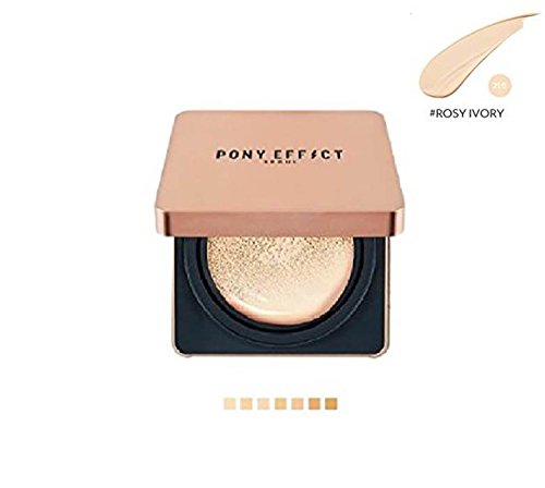 Pony Effect Coverstay Cushion Make-up Grundierung + Nachfüllung (SPF50+ Pa+++, 15g+15g) (#21 Roses Elfenbein)
