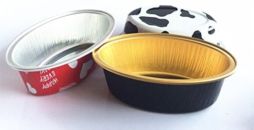 KEISEN 4" 85Ml 3Oz 20/Pk Oval Mini Disposable Aluminum Foil Cups For Muffin Cupcake Baking Bake Utility Ramekin Cup