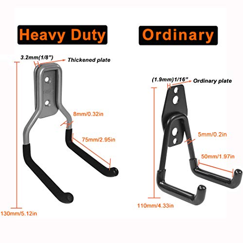 FRMSAET Heavy Duty Wall Mounted Utility Hooks and Hangers Set for Garage Storage and Organization Sturdy Tools Organizer Systems - Package Includes Screws with Anchors(Type-2 Hooks) - Thumbnail 6