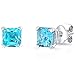 FANTOM Princess Blue Simulated Topaz Cubic Zirconia Stud Earrings