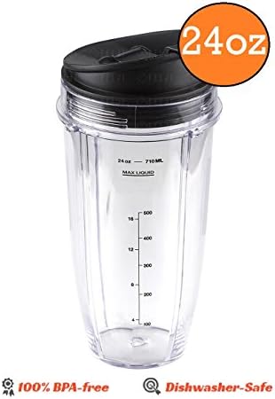 Ninja Blender 24 OZ Medium Sized Cup with Sip And Seal Lid replacement part for Nutri NutriNinja Auto iQ