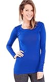 Clothes Effect Women's Plain Long Sleeve T-Shirt Crew Neck