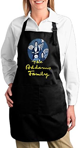 The Adams Family Event Adjustable Bib Chef Kitchen Aprons With Pockets Black