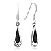 925 Sterling Silver Bali Inspired Black Onyx Gemstone Celtic Design Dangle Hook Earrings