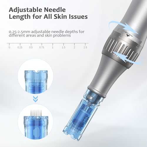 Dr. Pen M8S Microneedling Pen, Original Dr. Pen Machine Microneedle Wireless Professional Microneedling Pen Kit for Face Body Hair Beard Growth Gift – 8 Cartridges