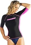 Cressi Man Short Sleeve Rash Guard, black/pink, XXL