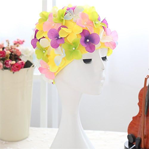 Romantic Floral Swimming Cap Vintage Floral Petal Swim Hat Fashion Design Bathing Caps for Women (colorful)