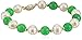 Amazon Collection 14k Yellow Gold Green Jade and Freshwater Cultured Pearl Strand Bracelet, 7.5