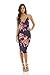 AX Paris Women's Deep V Front Floral Midi Navy Dress(Navy Rose Flower, Size:10)