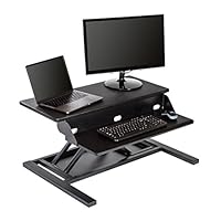 Stand Up Desk Store AirRise Pro Standing Desk Converter - Adjustable Height, Two Tier, 32 Inches Long, Black