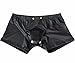 FEESHOW Men's Faux Leather Wet Look Buckled Pouch Boxer Shorts Briefs Pants