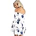 NEARTIME Womens Dress, Off Shoulder Flounce Sleeves Casual Floral Short Mini Dress