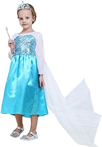 Hot High Grade Snow Queen Elsa Children Girls Costume Dress (US-4/5, Classic-Elsa)
