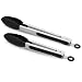 2 Pack Black Kitchen Tongs, Premium Silicone BPA Free Non-Stick Stainless Steel BBQ Cooking Grilling Locking Food Tongs, 9-Inch & 12-Inch