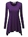 WT953 Womens Round Neck Long Sleeve Rib Trapeze Tunic Top XXXL Purple